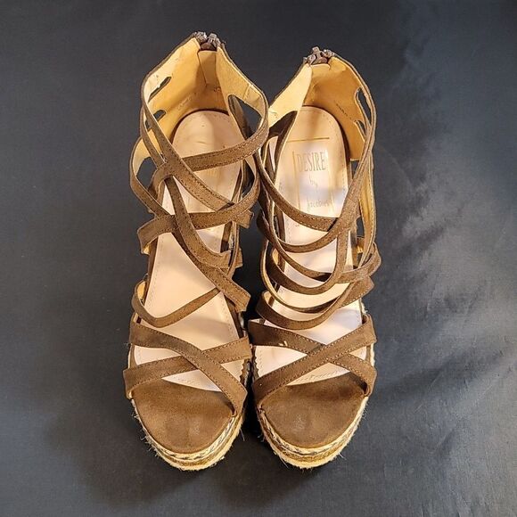 DESINE BY JACOBIES WEDGE MULTI-STRAPS OPEN TOE WOMEN"S SANDAL - Picture 3 of 12